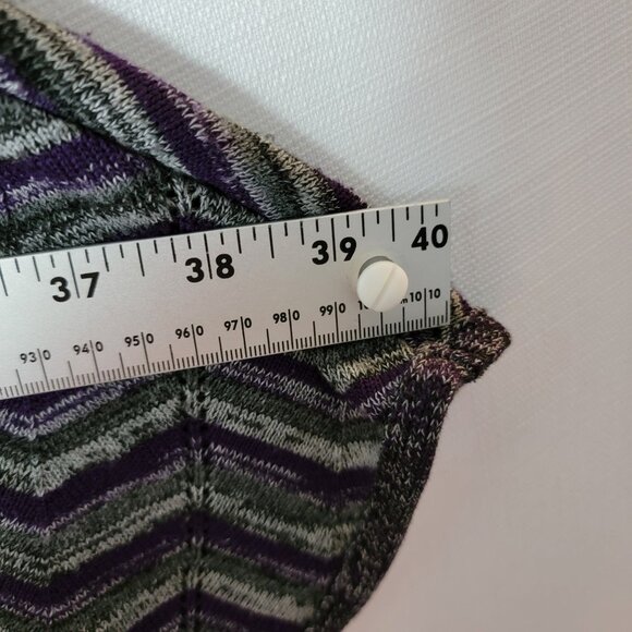 AB Studio Womens Poncho Cape Sz L Pull Over Knit Sweater Purple Black & Grey - Picture 7 of 11